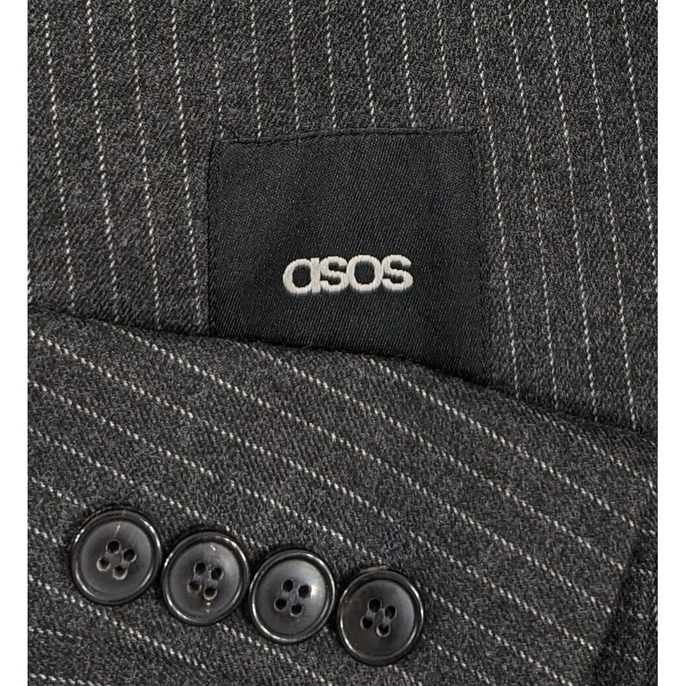 Mens‎ ASOS Blazer Sport Coat Jacket Three Button Size 44R  Men's Charcoal